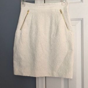 Embroidery White Midi Skirt